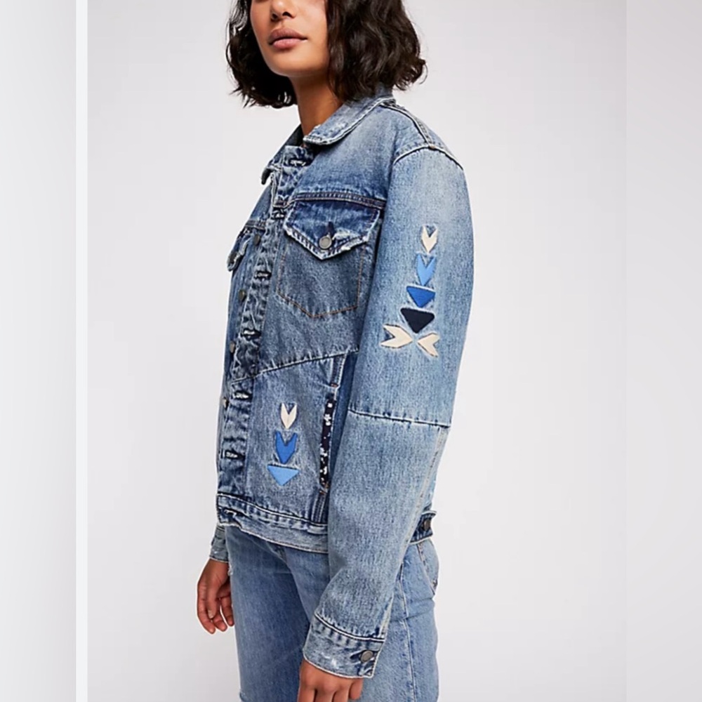 Free People by Blank NYC embroidered denim jacket